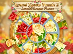 Round jigsaw Puzzle 2 - Assemble Bouquet flowers