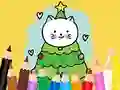 Coloring Book: Cats And Christmas Tree