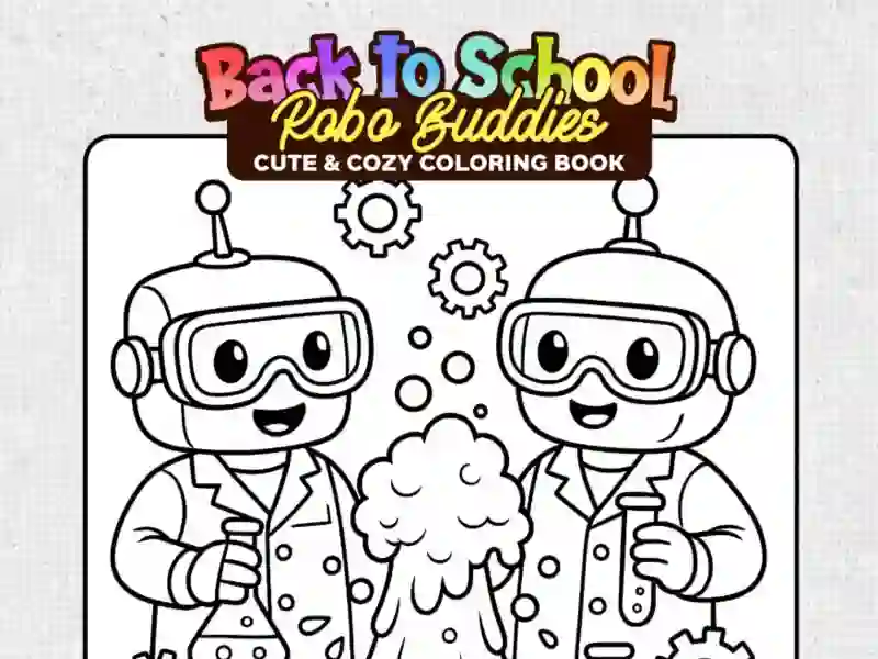 Back to School: Robot Coloring Book