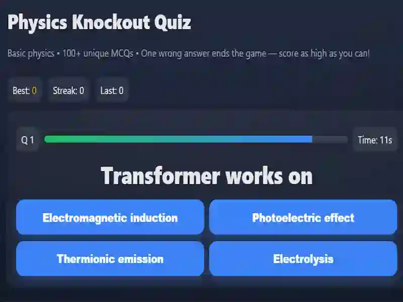 Physics knowledge quiz
